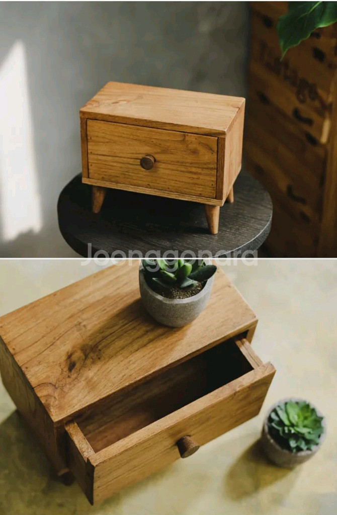 티크 우드 원목 수납함 악세서리 소품 보관함--1