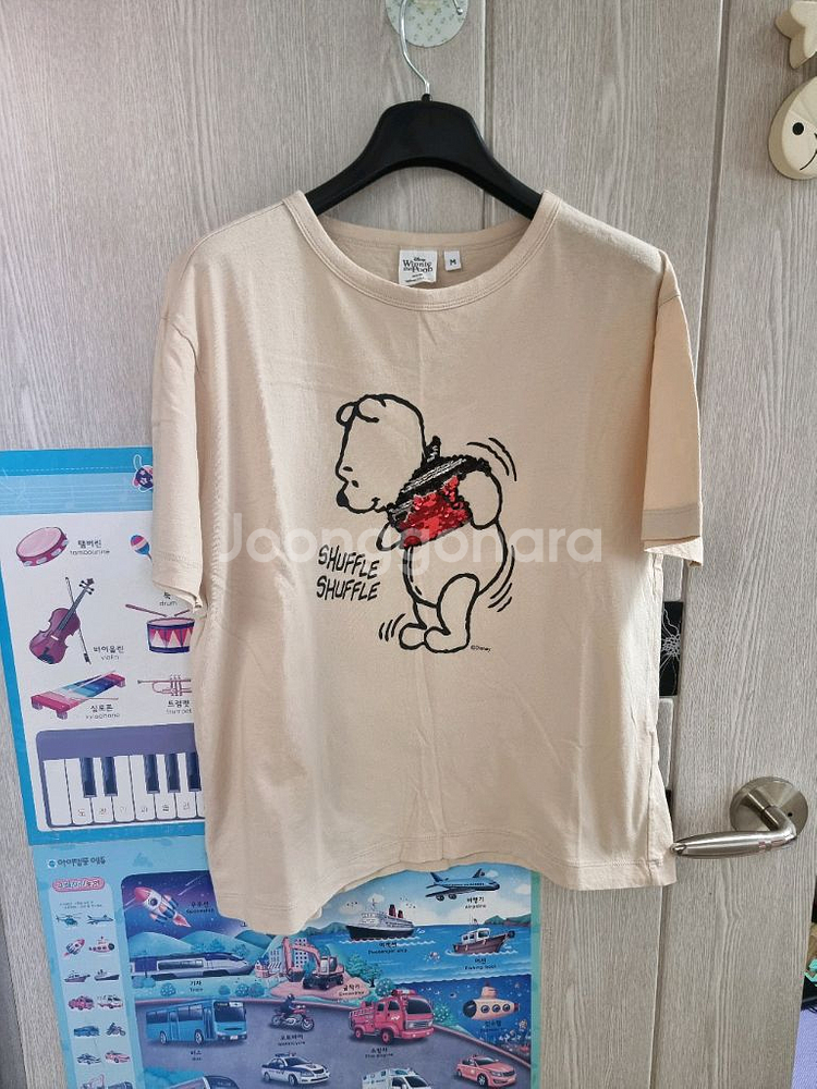 디즈니 푸 스팽글 반팔 티셔츠 M--0