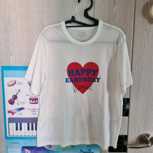 하트 프린팅 반팔 티셔츠 90