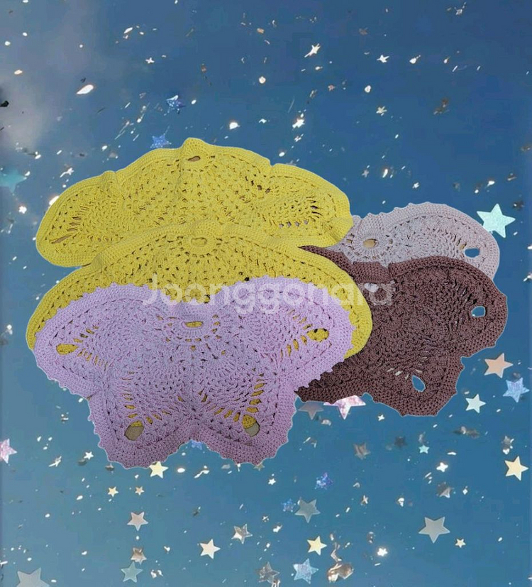 뜨개 뜨개질 나비 발매트 5개--0