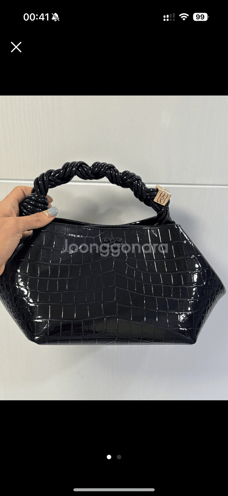 가니 크로코다일 패턴 핸드백--0