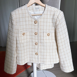 여성 체크 트위드 재킷 스커트 셋업