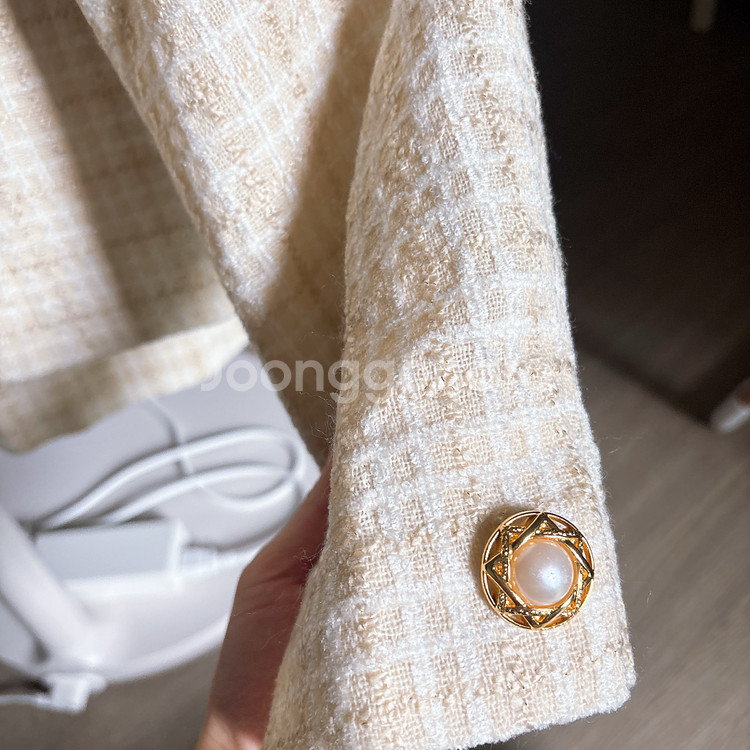 여성 체크 트위드 재킷 스커트 셋업--3