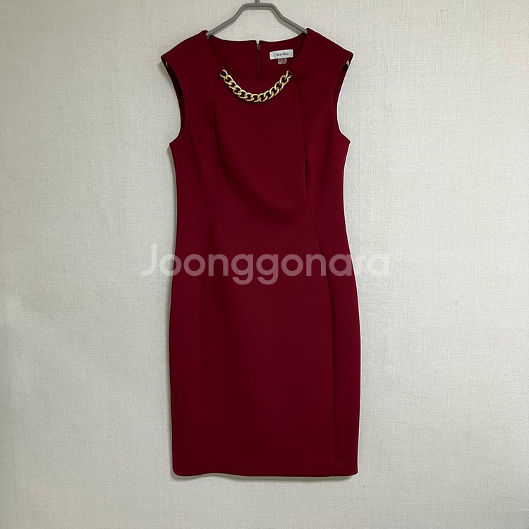 캘빈클라인 와인색 체인 장식 원피스--0