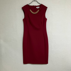 캘빈클라인 와인색 체인 장식 원피스