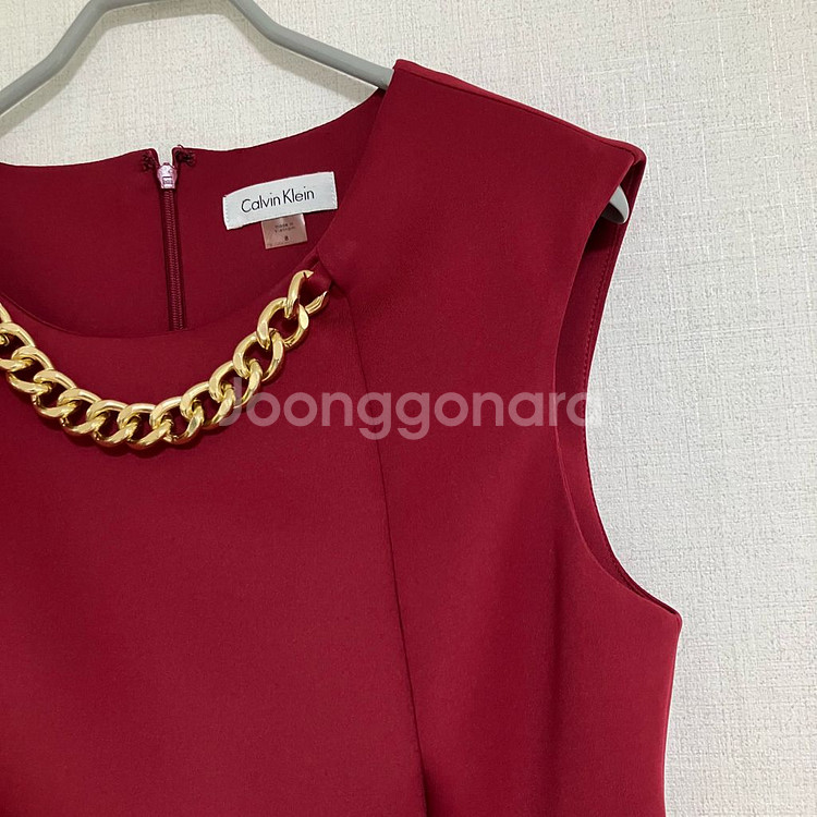 캘빈클라인 와인색 체인 장식 원피스--1