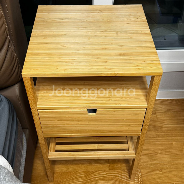이케아 노르드키사 대나무 침대협탁 서랍장 40x40--2