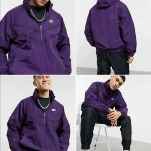 새제품 나이키 우븐 아노락 루즈핏 큰 s 퍼플 후드 바람막이