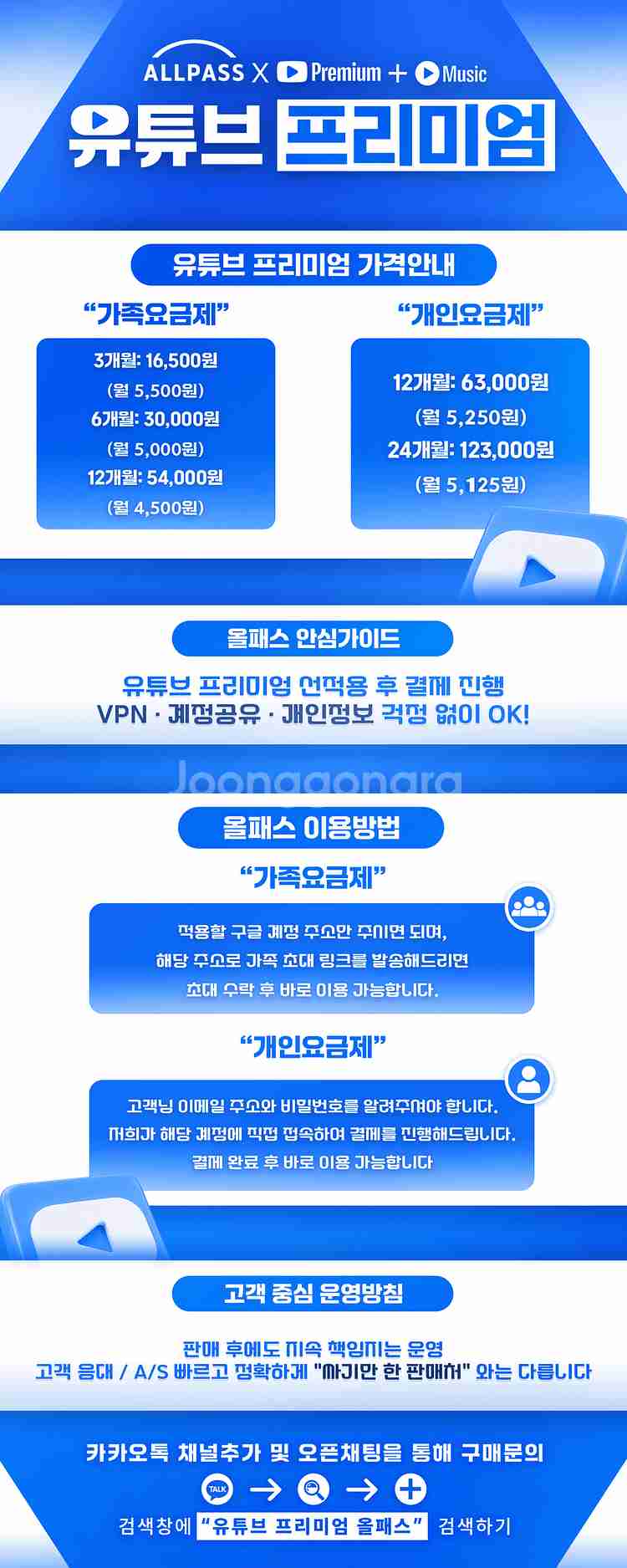 ALLPASS 유튜브 프리미엄·뮤직 최저가(가족/개인)--0