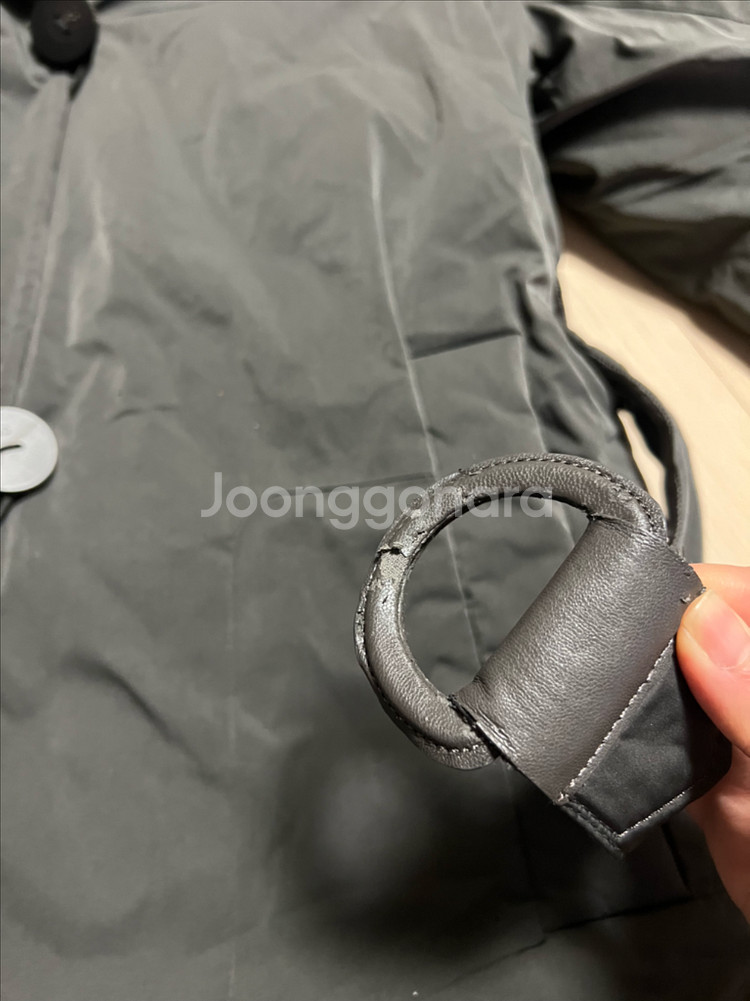 한섬 SJSJ 구스다운 폭스퍼 후드 벨트 롱패딩 거위털 코트 점퍼 자켓 그레이--6