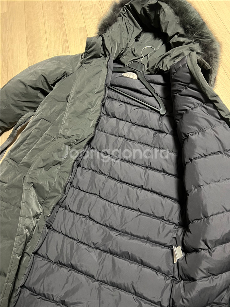 한섬 SJSJ 구스다운 폭스퍼 후드 벨트 롱패딩 거위털 코트 점퍼 자켓 그레이--7