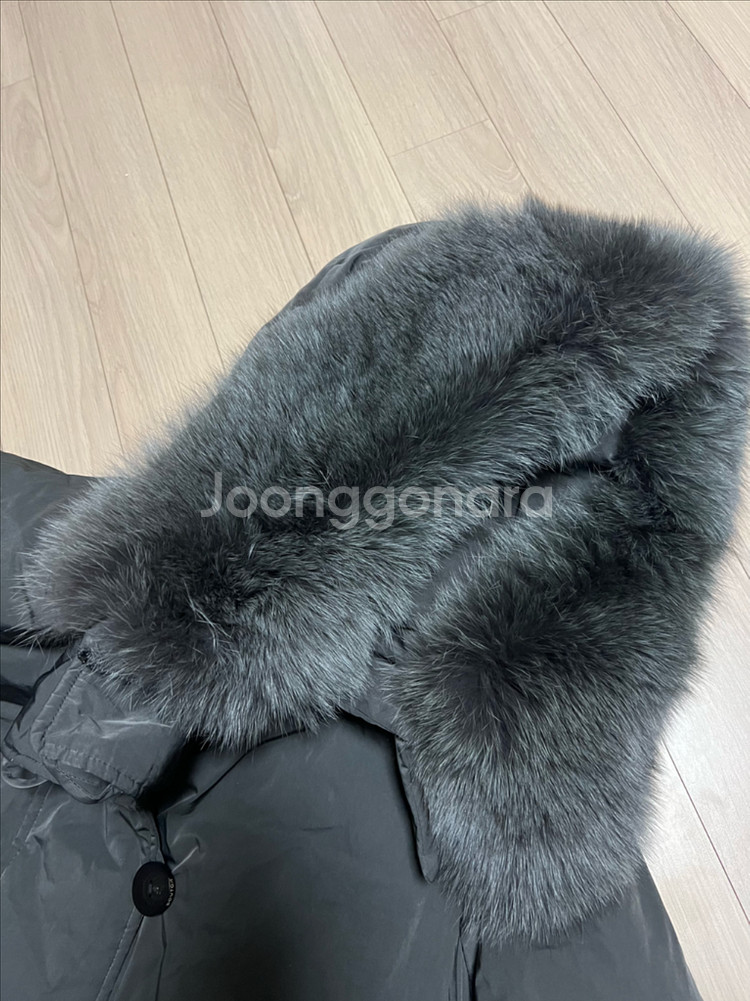 한섬 SJSJ 구스다운 폭스퍼 후드 벨트 롱패딩 거위털 코트 점퍼 자켓 그레이--15