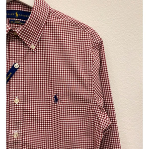 폴로랄프로렌 남녀공용 슬림핏 코튼 스트레치 깅엄 체크셔츠 S