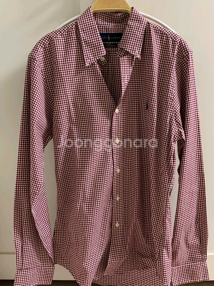 폴로랄프로렌 남녀공용 슬림핏 코튼 스트레치 깅엄 체크셔츠 S--1