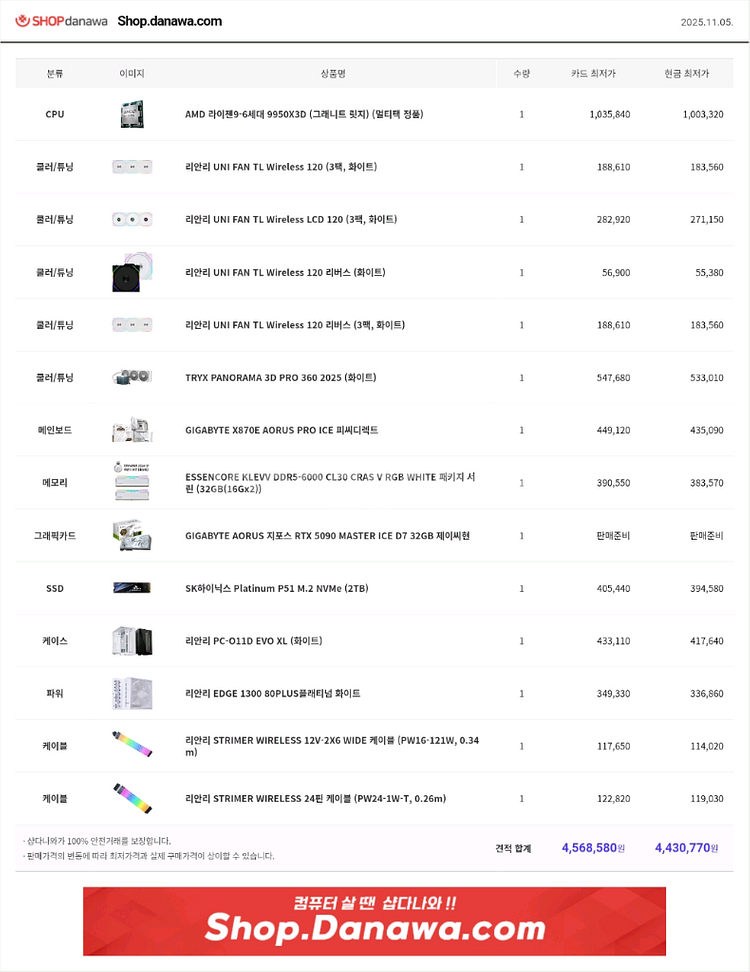 5090 화이트 고성능 게이밍 PC 본체--0