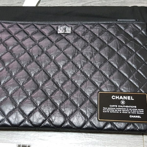 2.55 샤넬 빈티지 카프스킨 클러치백 올블랙