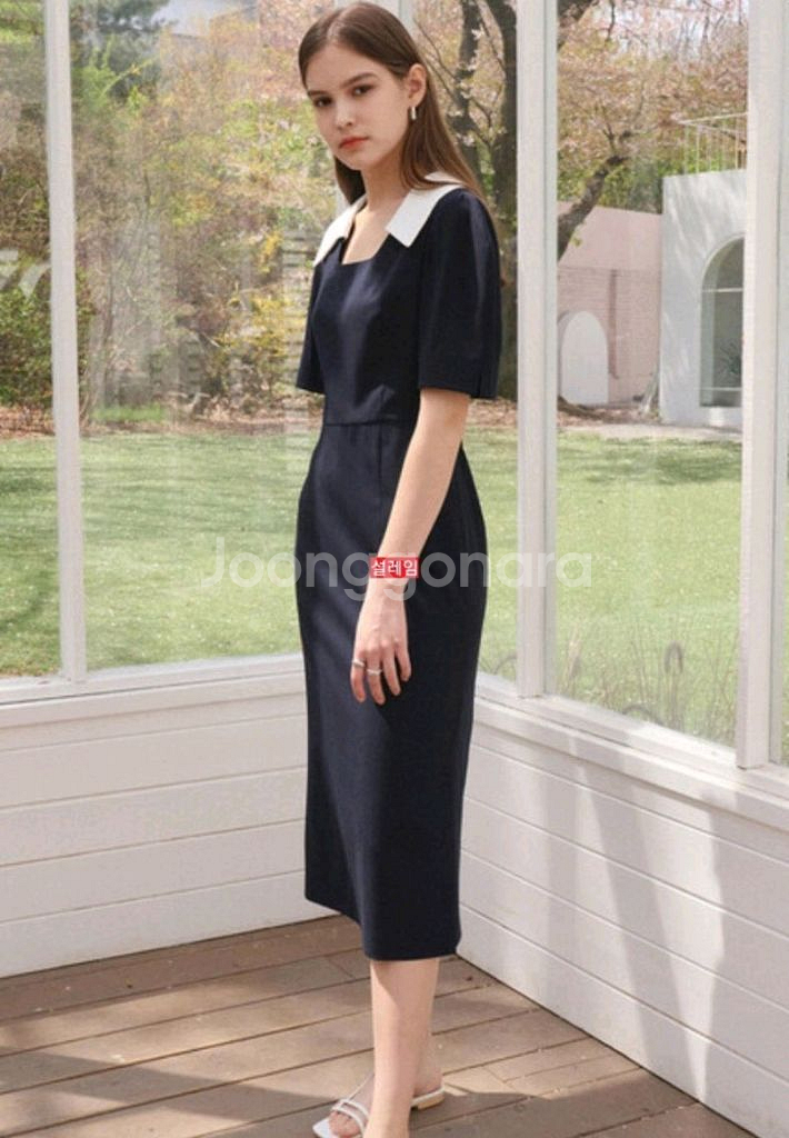 루에브르 카라 포인트 원피스 (카라 탈착 가능)--4
