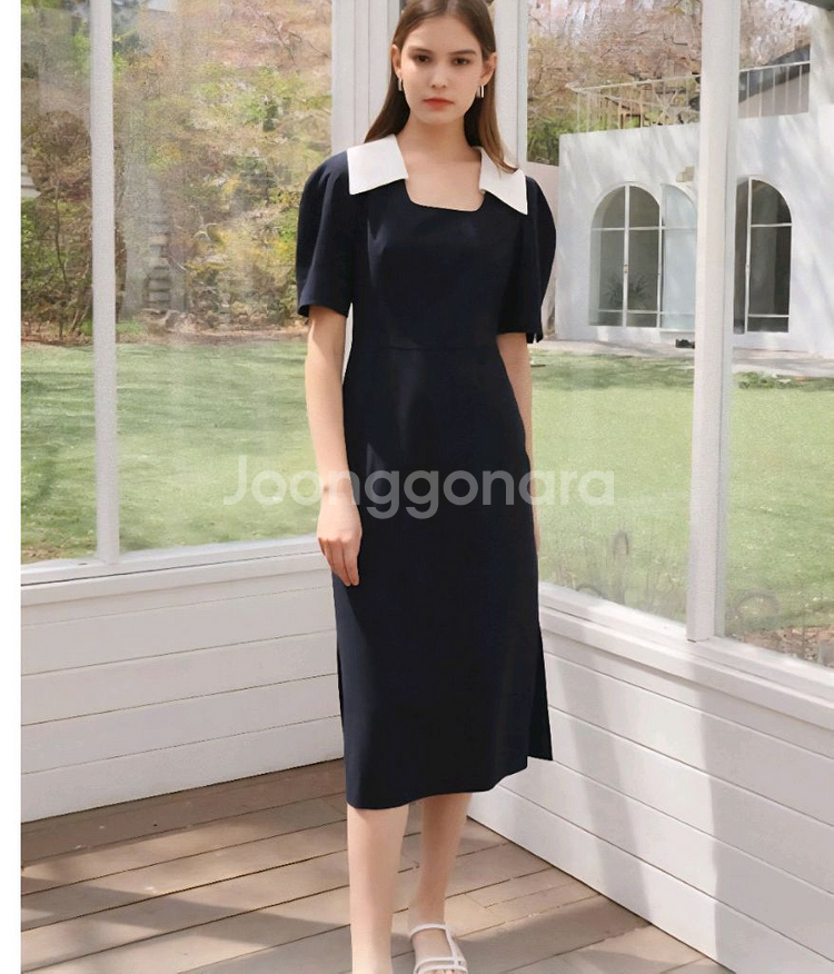 루에브르 카라 포인트 원피스 (카라 탈착 가능)--2