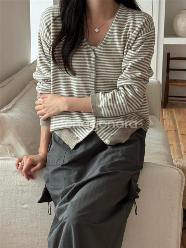 새상품 내수니트 이매진니트가디건 울가디건 울니트 단가라--1