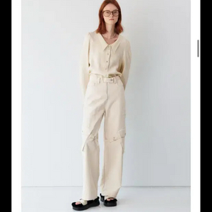 (새상품, 택O)마론에디션 로우넥 블라우스 크림, 애쉬브라운 새상품