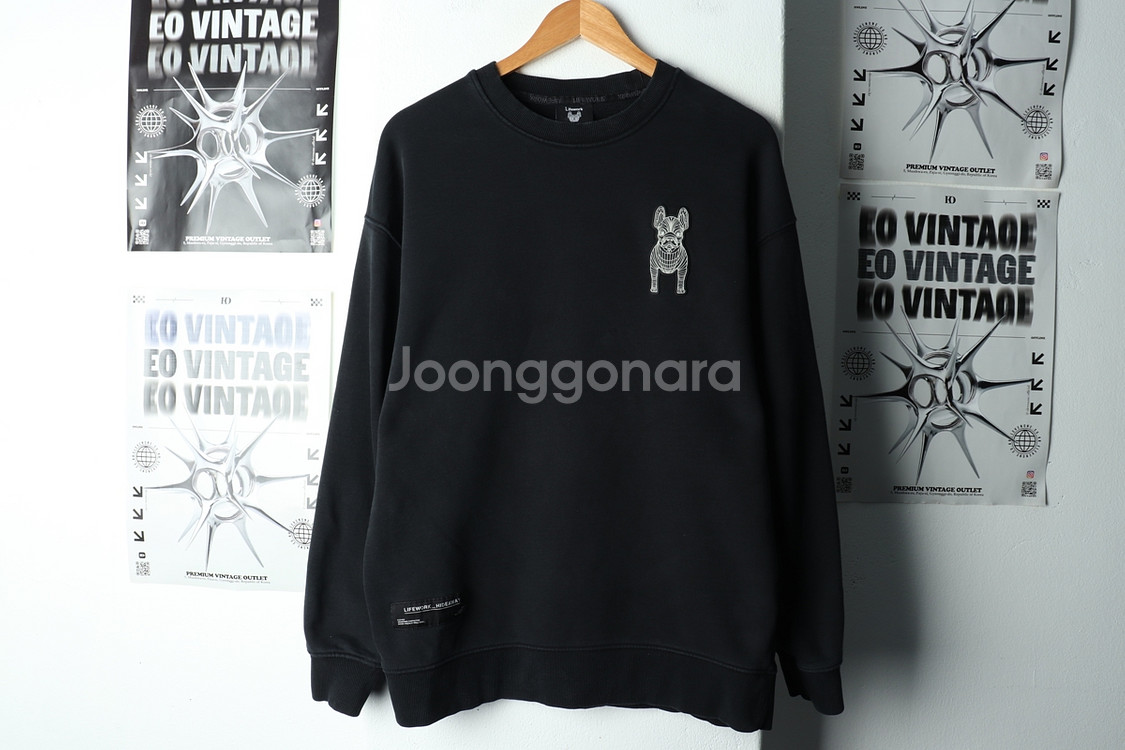 (M-XL) 라이프워크 맨투맨 티셔츠 블랙 올드스쿨--1