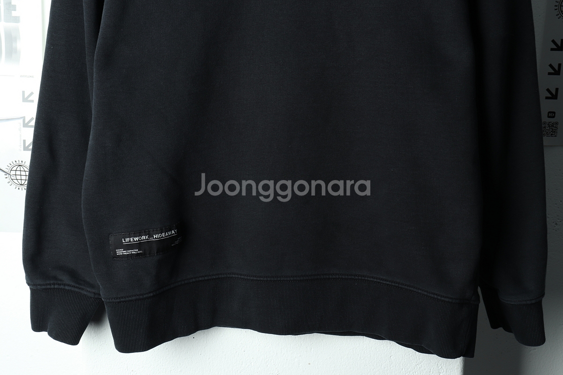 (M-XL) 라이프워크 맨투맨 티셔츠 블랙 올드스쿨--3