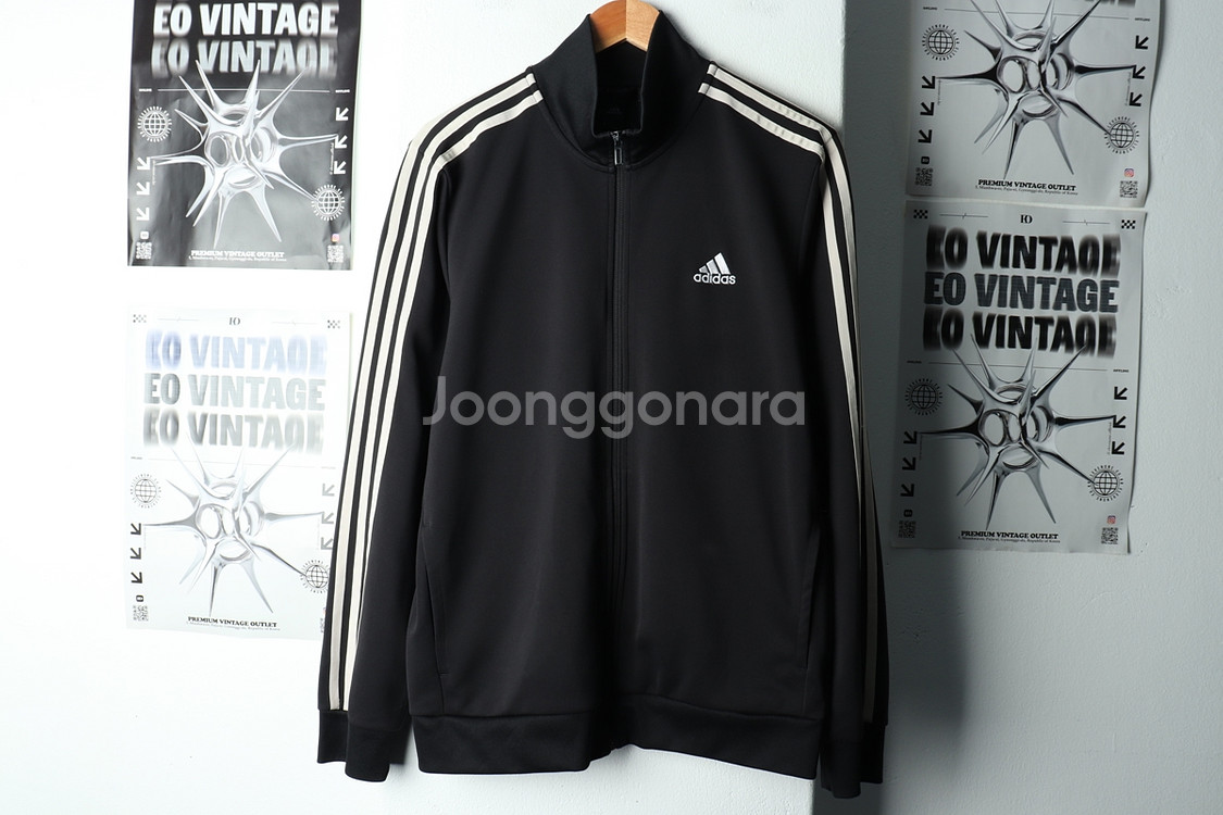 (XL) 아디다스 집업져지 트랙탑 블랙 삼선 올드스쿨--1