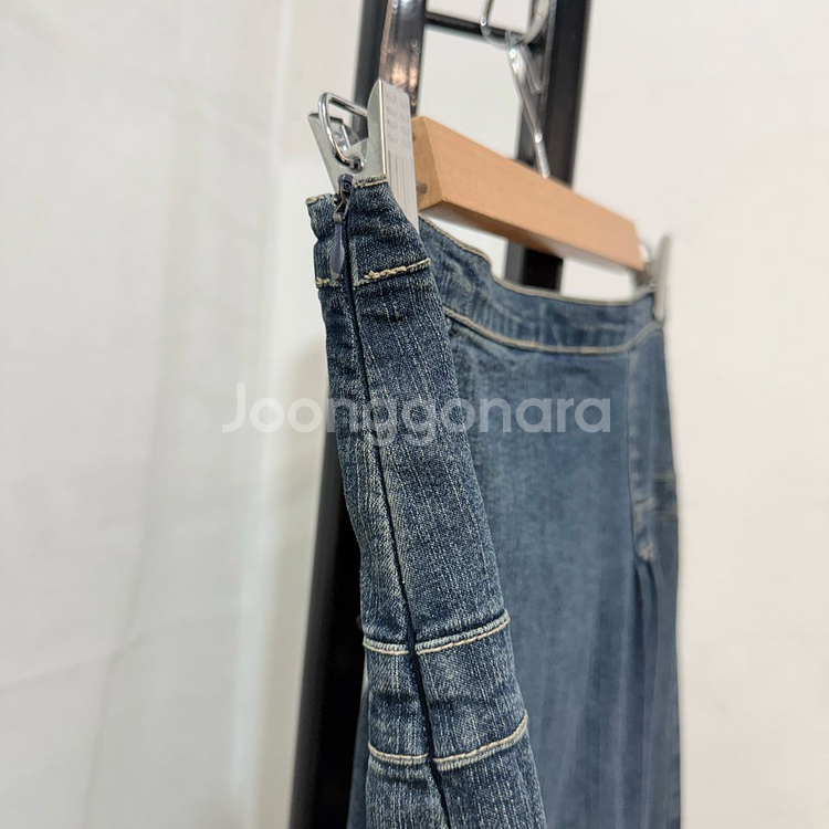 (L)비즈 자수 청치마 에이라인데님스커트 3752--3