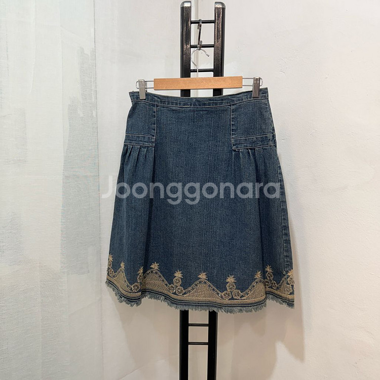 (L)비즈 자수 청치마 에이라인데님스커트 3752--2