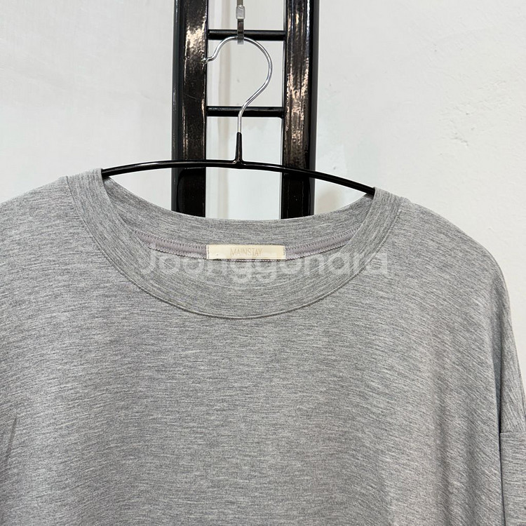 오버핏 그레이 찰랑반팔티셔츠 크롭 반소매 3748--1