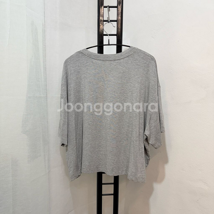 오버핏 그레이 찰랑반팔티셔츠 크롭 반소매 3748--3
