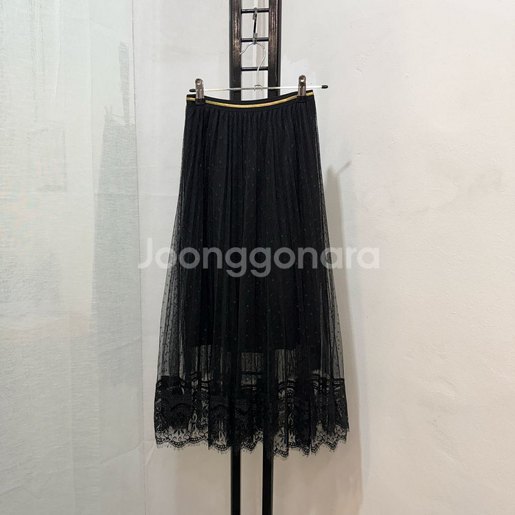 밴딩 도트 블랙 레이스 샤스커트 발레치마 3743--0