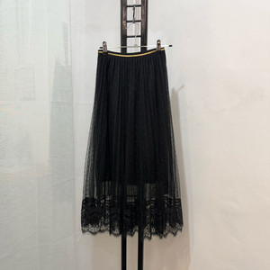 밴딩 도트 블랙 레이스 샤스커트 발레치마 3743