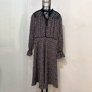 (S)미쏘 벨벳 시스루 꽃무늬 플라워 롱원피스 롱드레스 3739