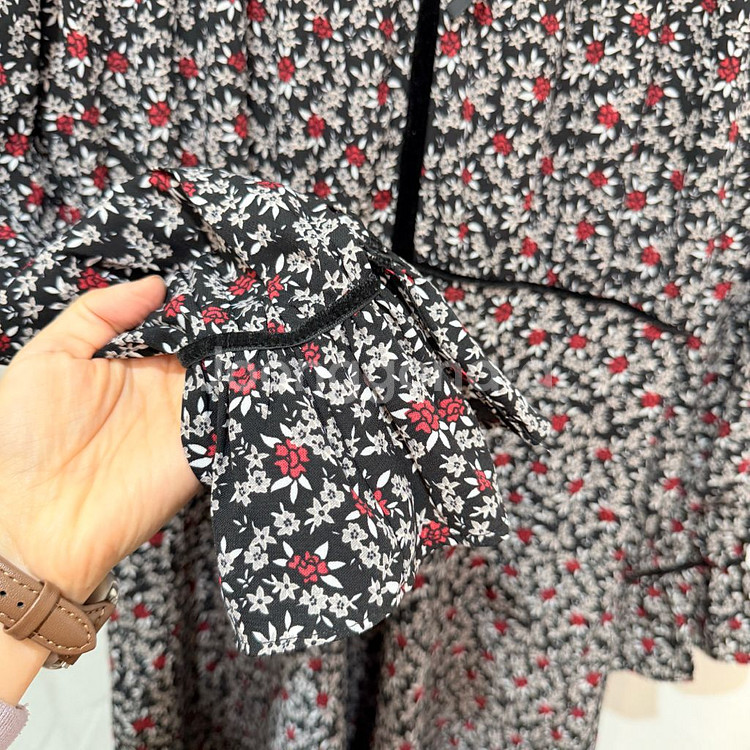 (S)미쏘 벨벳 시스루 꽃무늬 플라워 롱원피스 롱드레스 3739--2