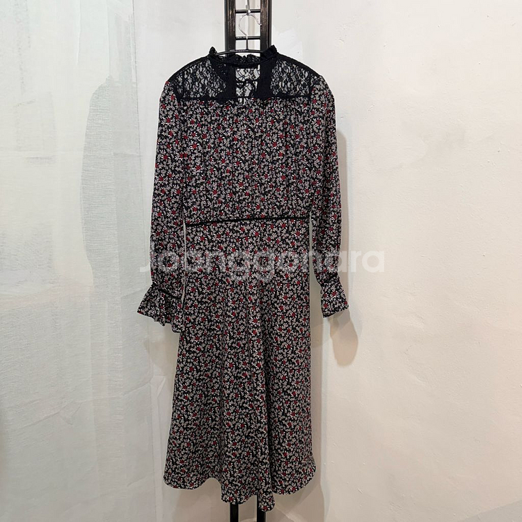 (S)미쏘 벨벳 시스루 꽃무늬 플라워 롱원피스 롱드레스 3739--3