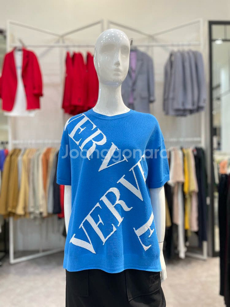 한섬 보브 레터링 포인트 니트 반팔 F--6