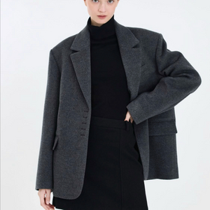 PVCS 프븏스 코트 / 울 블랜드 버튼 재킷 / 멜란지 그레이 / 춈미