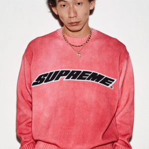 슈프림 워시드 니트 핑크 M