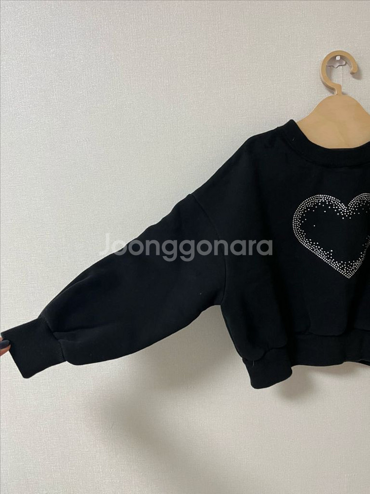 하트 패턴 맨투맨 + 하트패턴 데님팬츠 세트 (6-7세)--2