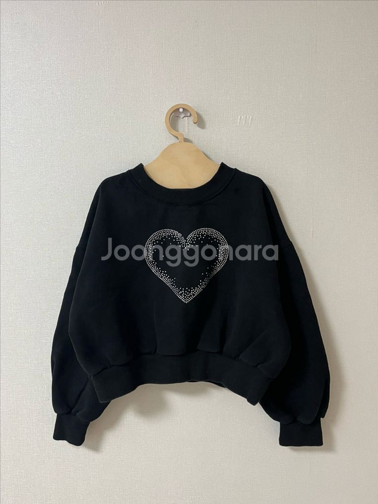 하트 패턴 맨투맨 + 하트패턴 데님팬츠 세트 (6-7세)--1