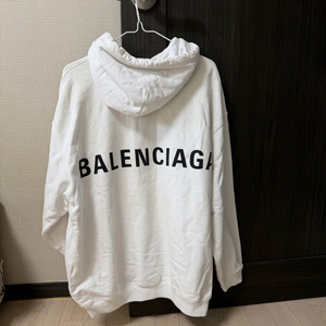 발렌시아가 백로고 후드티 화이트 M