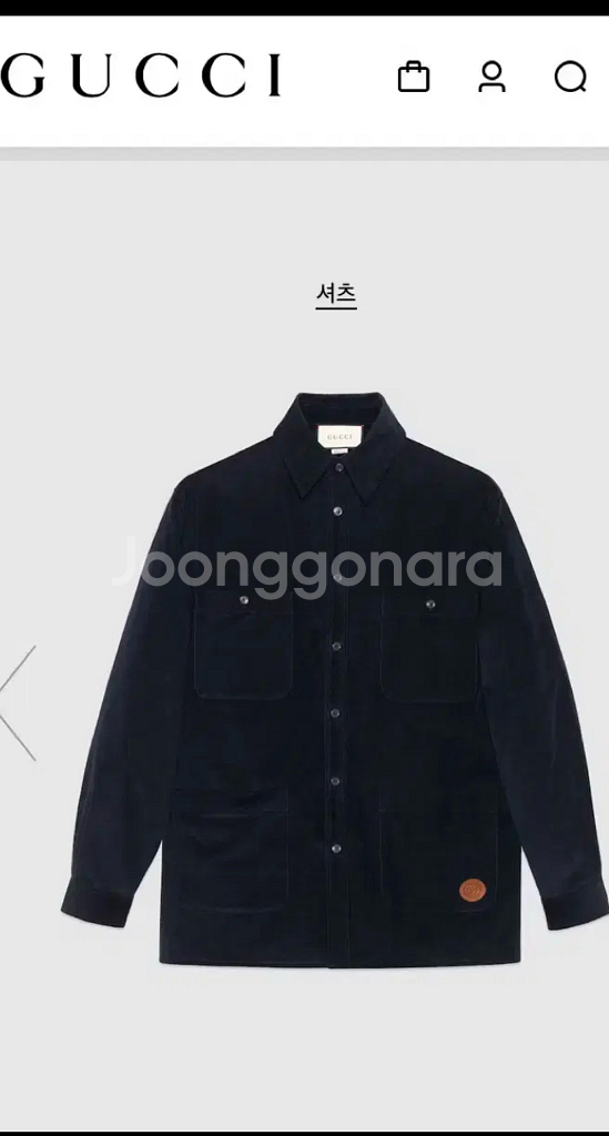 구찌 스트레치 코듀로이 패딩셔츠--3