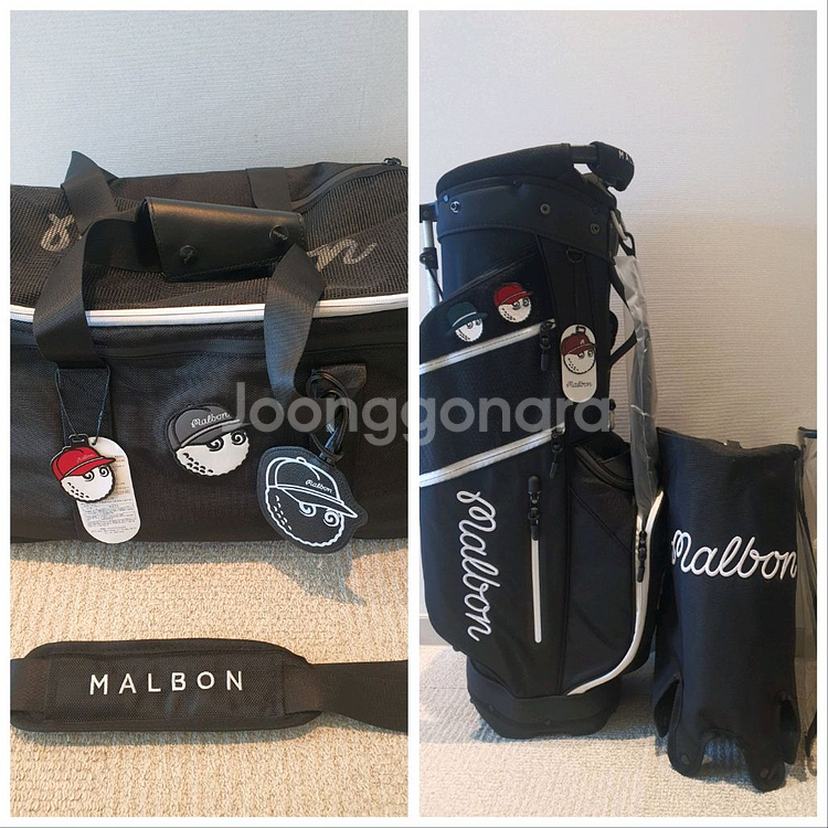 국내당일발송 말본골프백 캐디백 보스턴백 경량 블랙 세트--0