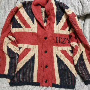 헤지스 영국 국기 니트 가디건 라지 새제품