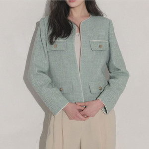 새상품) 브로우엔드 트위드 크롭 자켓 라벤더 민트
