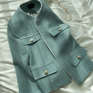 새상품) 브로우엔드 트위드 크롭 자켓 라벤더 민트