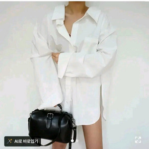 오버핏 박시 트임 셔츠 -아이보리, 프리