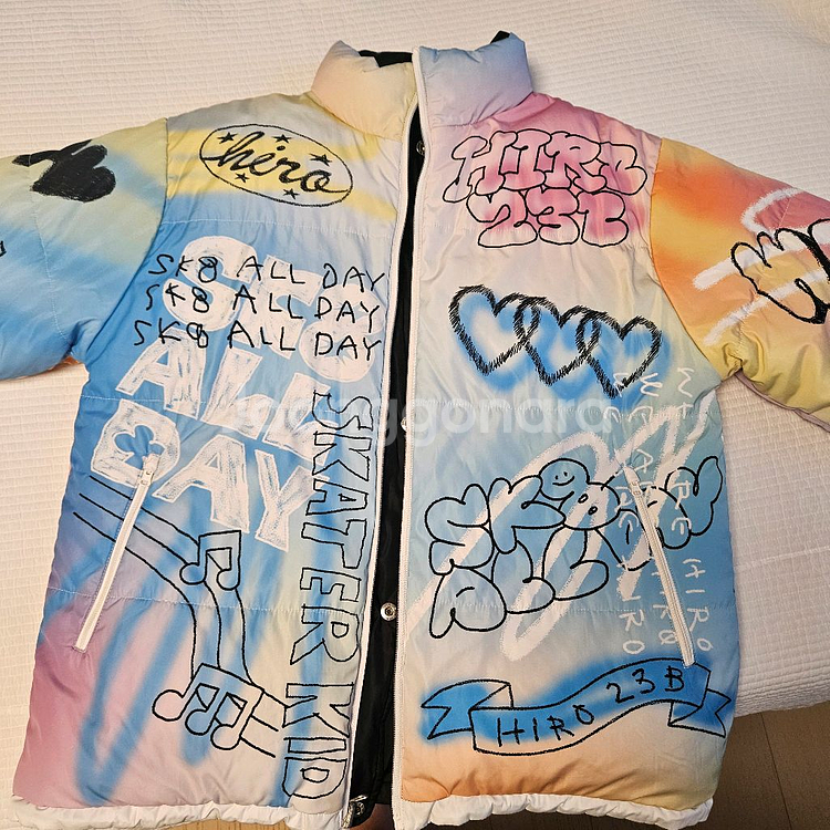 히로 드로잉 양면 패딩 블랙 160--0