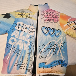 히로 드로잉 양면 패딩 블랙 160